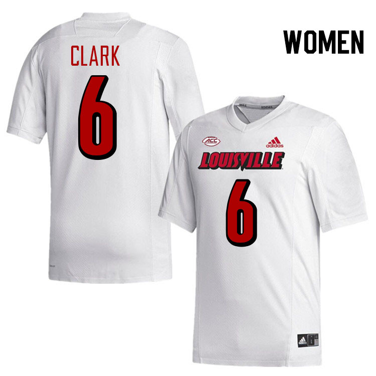 Women #6 Stanquan Clark Louisville Cardinals College Football Jerseys Stitched-White